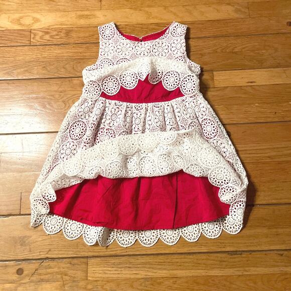 Genuine Kids by OshKosh Lace Eyelet Embroidered Christmas Holiday Dress - Sz 5T - Picture 12 of 14